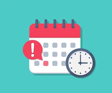 Clipart-style calendar with clock next to it
